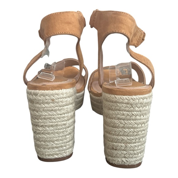 H&M Tan Suede Block Heel Sandals Size 41 - Picture 4 of 6